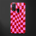 red pink trippy check pattern glass case for vivo y50 image