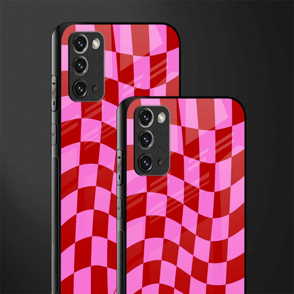 red pink trippy check pattern glass case for samsung galaxy note 20 image-2