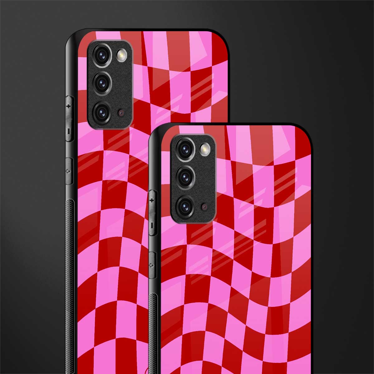 red pink trippy check pattern glass case for samsung galaxy note 20 image-2
