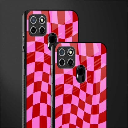red pink trippy check pattern glass case for realme c25 realme c25s image-2