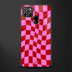 red pink trippy check pattern glass case for realme narzo 30a image