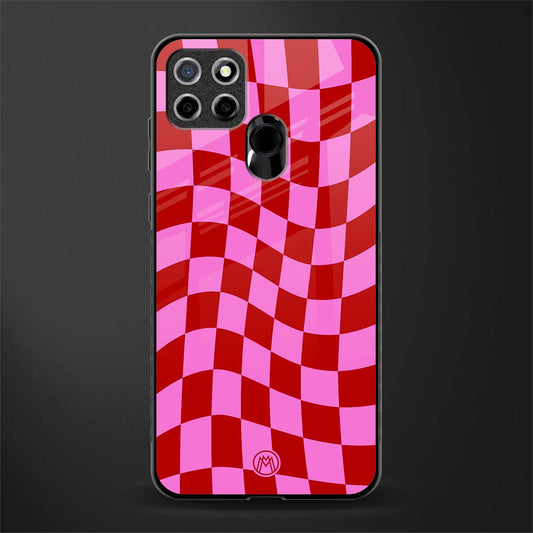 red pink trippy check pattern glass case for realme narzo 30a image