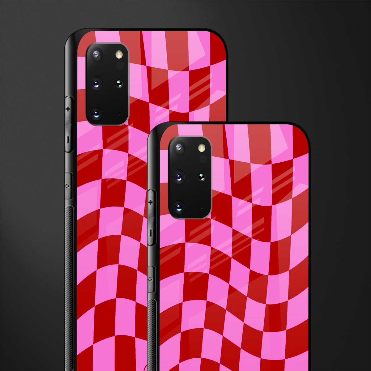 red pink trippy check pattern glass case for samsung galaxy s20 plus image-2