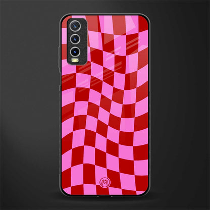 red pink trippy check pattern glass case for vivo y20svivo y20avivo y20g image