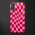 red pink trippy check pattern glass case for vivo y20i vivo y20t image