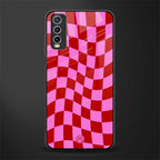 red pink trippy check pattern glass case for vivo y20i vivo y20t image