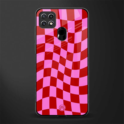 red pink trippy check pattern glass case for oppo a15s image