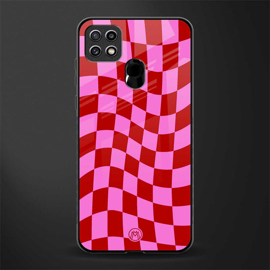 red pink trippy check pattern glass case for oppo a15s image