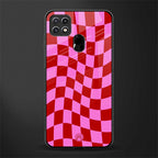red pink trippy check pattern glass case for oppo a15 image