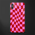 red pink trippy check pattern glass case for redmi 9a image