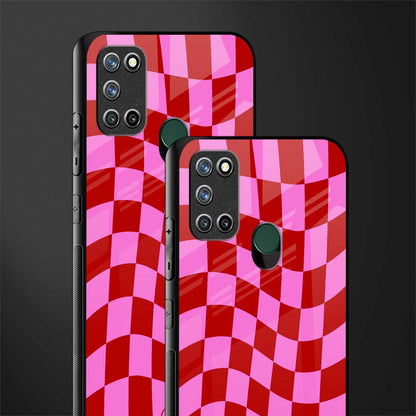 red pink trippy check pattern glass case for realme 7i image-2