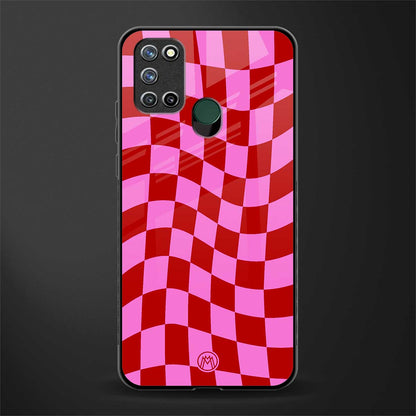 red pink trippy check pattern glass case for realme 7i image