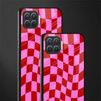 red pink trippy check pattern glass case for oppo f17 image-2