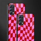 red pink trippy check pattern glass case for oppo reno 5 pro image-2