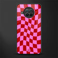 red pink trippy check pattern glass case for mi 10i image