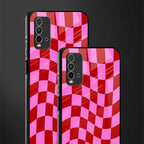red pink trippy check pattern glass case for redmi 9 power image-2