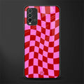 red pink trippy check pattern glass case for redmi 9 power image