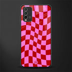 red pink trippy check pattern glass case for redmi 9 power image