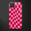 red pink trippy check pattern glass case for samsung galaxy a12 image