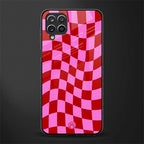 red pink trippy check pattern glass case for samsung galaxy a12 image