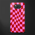 red pink trippy check pattern glass case for poco x3 pro image