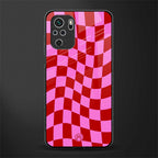 red pink trippy check pattern glass case for redmi note 10s image