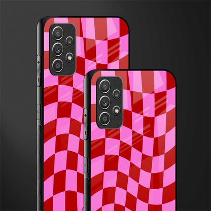 red pink trippy check pattern glass case for samsung galaxy a32 4g image-2