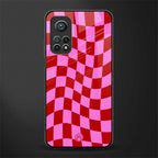 red pink trippy check pattern glass case for mi 10t 5g image