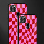 red pink trippy check pattern glass case for realme c21 image-2