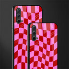 red pink trippy check pattern glass case for oneplus nord ce 5g image-2