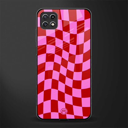 red pink trippy check pattern glass case for samsung galaxy a22 5g image