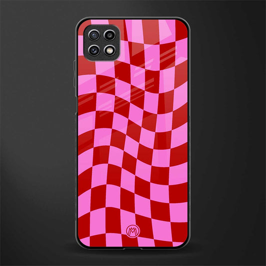 red pink trippy check pattern glass case for samsung galaxy a22 5g image