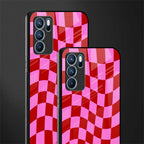 red pink trippy check pattern glass case for oppo reno6 pro 5g image-2
