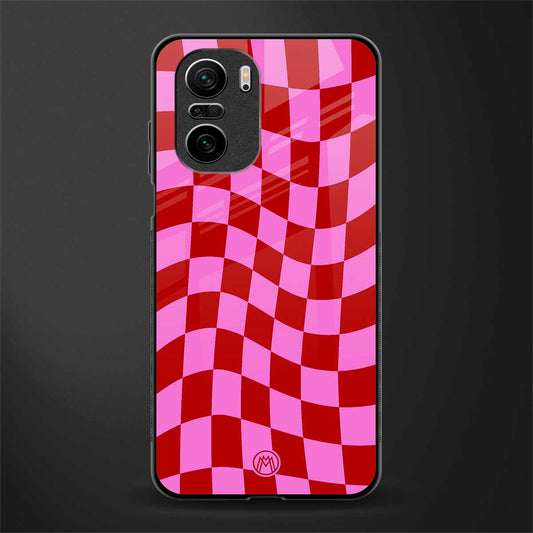 red pink trippy check pattern glass case for mi 11x 5g image