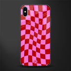 red pink trippy check pattern glass case for iphone xs max image