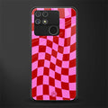 red pink trippy check pattern back phone cover | glass case for realme narzo 50a