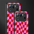 red pink trippy check pattern glass case for mi 11 ultra 5g image-2