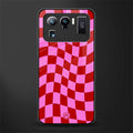 red pink trippy check pattern glass case for mi 11 ultra 5g image