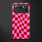 red pink trippy check pattern glass case for mi 11 ultra 5g image