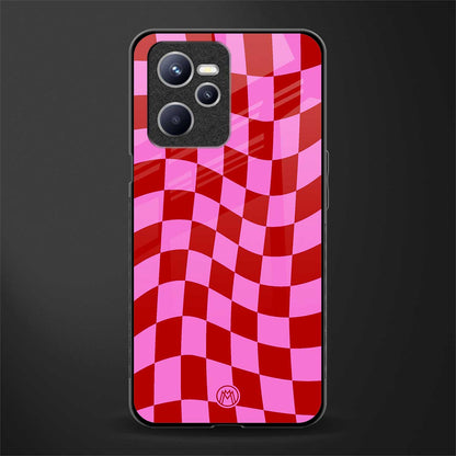 red pink trippy check pattern glass case for realme c35 image
