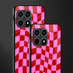 red pink trippy check pattern glass case for oneplus 10 pro 5g image-2