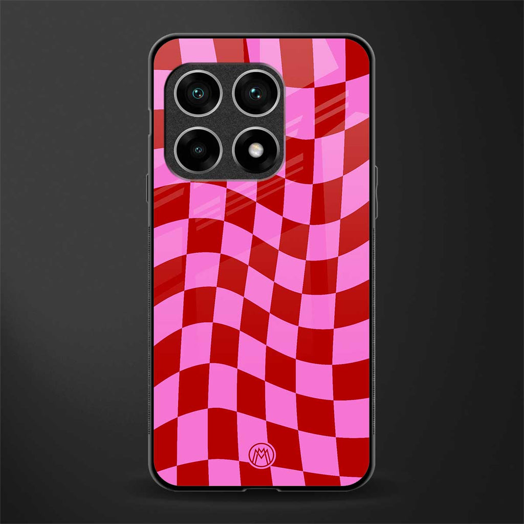 red pink trippy check pattern glass case for oneplus 10 pro 5g image