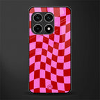 red pink trippy check pattern glass case for oneplus 10 pro 5g image