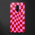 red pink trippy check pattern glass case for oneplus 7t pro image