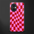 red pink trippy check pattern back phone cover | glass case for oppo f21 pro 5g