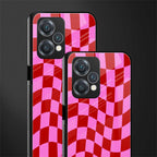 red pink trippy check pattern back phone cover | glass case for oneplus nord ce 2 lite 5g