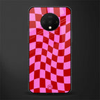 red pink trippy check pattern glass case for oneplus 7t image