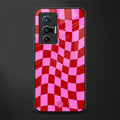 red pink trippy check pattern glass case for vivo x70 image
