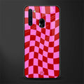 red pink trippy check pattern glass case for samsung a21 image