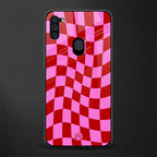 red pink trippy check pattern glass case for samsung a11 image